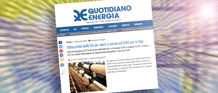 STUDI – Gli squilibri del prelievo degli oneri sul prezzo dell’elettricità penalizzano le MPI italiane. Il focus su Quotidiano Energia