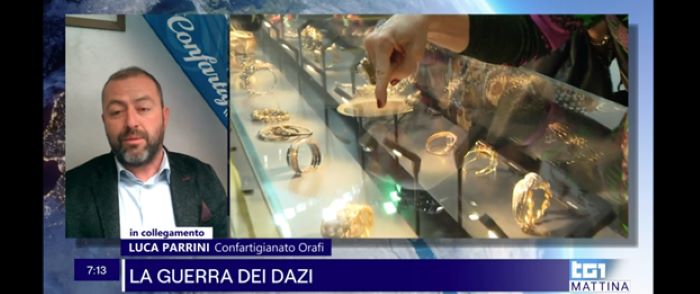 MEDIA – Luca Parrini, Presidente di Confartigianato Orafi a Tg1Mattina: “Dai dazi Usa pesanti conseguenze sulle imprese di oreficeria”